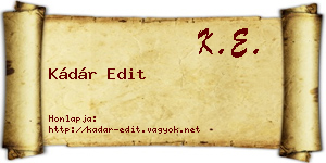 Kádár Edit névjegykártya